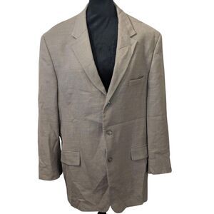 ANDREW FEZZA 100% WOOL Blazer 46R Tan Micro-Check Designer Sport Coat